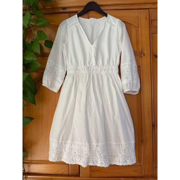 GAP White Boho Eyelet Embroidered Cotton Dress – Small - Picture 1 of 13